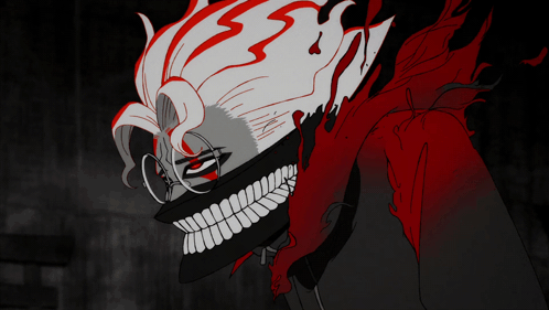 A Black And White Drawing Of A Person With Glasses And A Skull Mask GIF