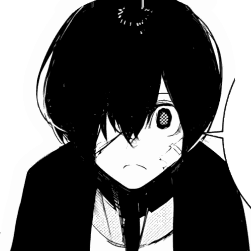 A Black And White Drawing Of A Person With Long Black Hair Sticker