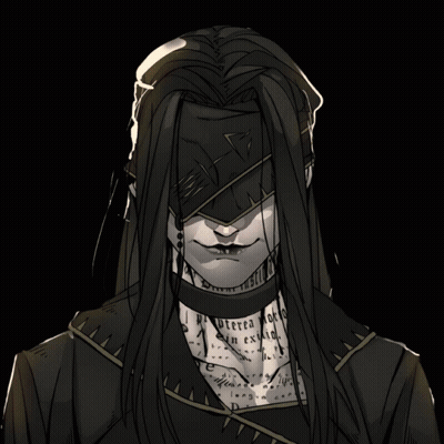 A Black And White Drawing Of A Person With Red Eyes And A Scarf That Says Stereo On It GIF