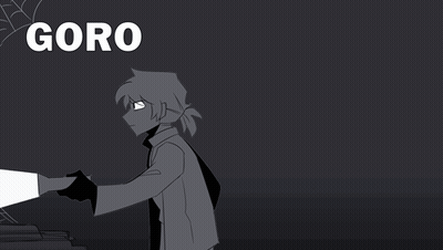 A Black And White Drawing Of A Person With The Word Goro On The Top GIF