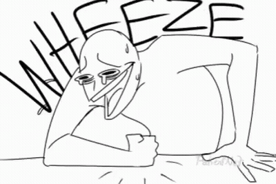 A Black And White Drawing Of A Person With The Word Weeze Written Above Them GIF