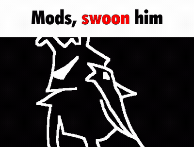 A Black And White Drawing Of A Person With The Words Mods Swoon Him Below It . GIF