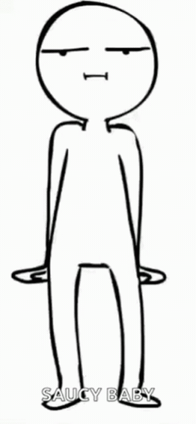 A Black And White Drawing Of A Person With The Words Saucy Baby Below It GIF