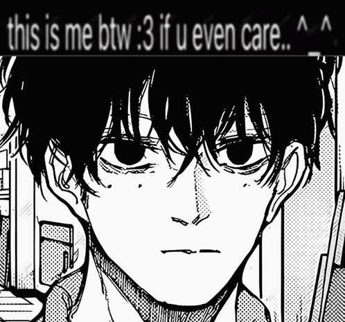A Black And White Drawing Of A Person With The Words " This Is Me Btw 3 If U Even Care " Above It GIF