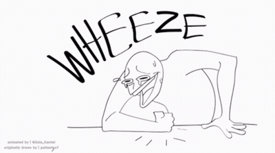 A Black And White Drawing Of A Person With The Words " Wheeze " Written On It GIF