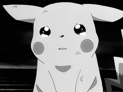 A Black And White Drawing Of A Pikachu With Tears Running Down Its Face GIF