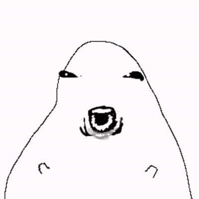 A Black And White Drawing Of A Polar Bear 'S Face With A Mouth Open . GIF