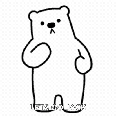 A Black And White Drawing Of A Polar Bear With The Words Lets Go Jack Below It GIF