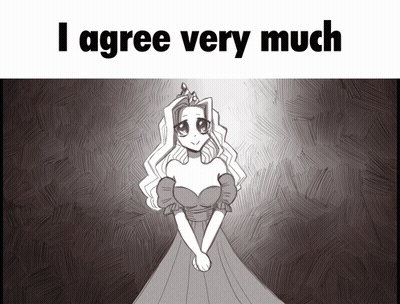 A Black And White Drawing Of A Princess With The Words I Agree Very Much Below It GIF
