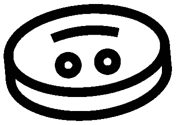 A Black And White Drawing Of A Puck With Two Eyes And A Smiley Face . Sticker