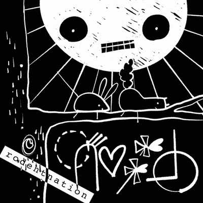 A Black And White Drawing Of A Rabbit And A Sun With The Words " Made By Nation " On The Bottom GIF