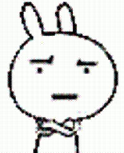 A Black And White Drawing Of A Rabbit With A Bow Tie And A Sad Face . GIF