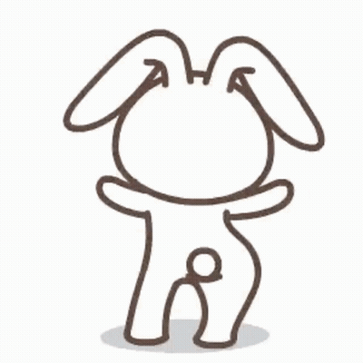 A Black And White Drawing Of A Rabbit With A Circle In The Middle Of Its Butt . GIF