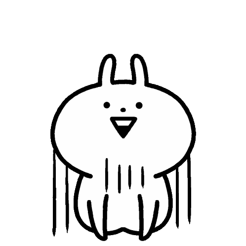 A Black And White Drawing Of A Rabbit With A Triangle Nose Sticker