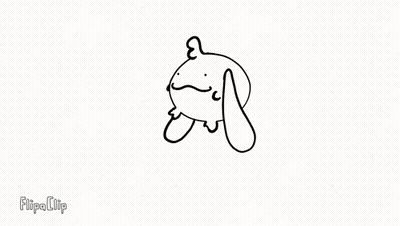 A Black And White Drawing Of A Rabbit With Long Ears And A Nose . GIF