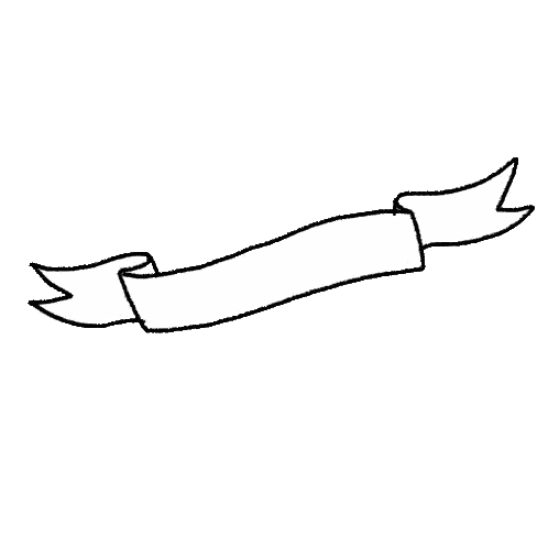 A Black And White Drawing Of A Ribbon With Two Tails Sticker