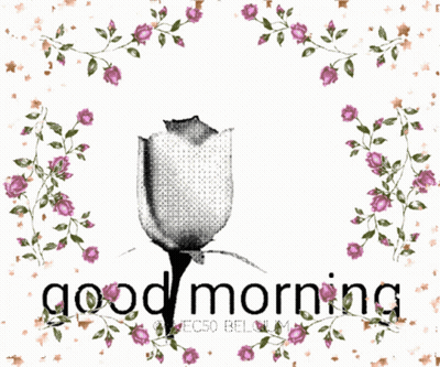 A Black And White Drawing Of A Rose With The Words Good Morning GIF
