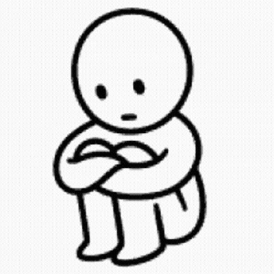 A Black And White Drawing Of A Sad Cartoon Character Sitting On The Floor . GIF