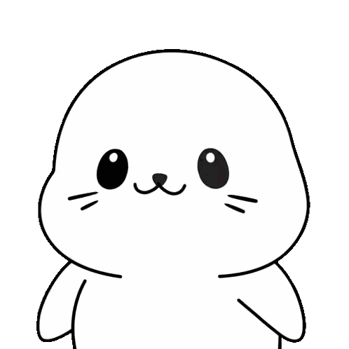A Black And White Drawing Of A Seal With A Smiley Face Sticker