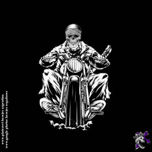 Skeleton On Motorcycle Drawing GIF