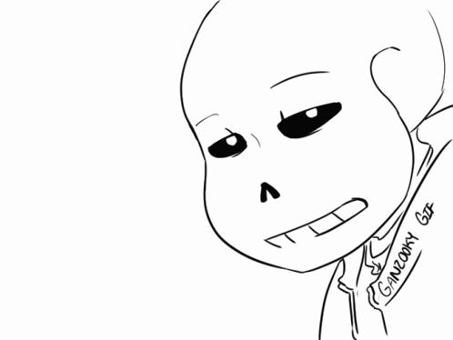 A Black And White Drawing Of A Skeleton With A Speech Bubble That Says Paf GIF
