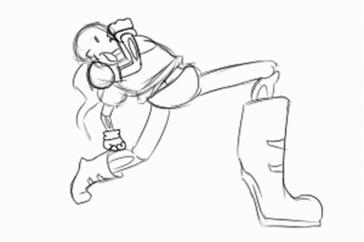 A Black And White Drawing Of A Skeleton With A Sword And Boots . GIF
