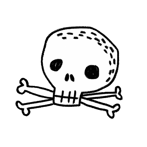 A Black And White Drawing Of A Skull And Crossbones On A White Background . Sticker