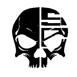 A Black And White Drawing Of A Skull With The Letter G On It Sticker