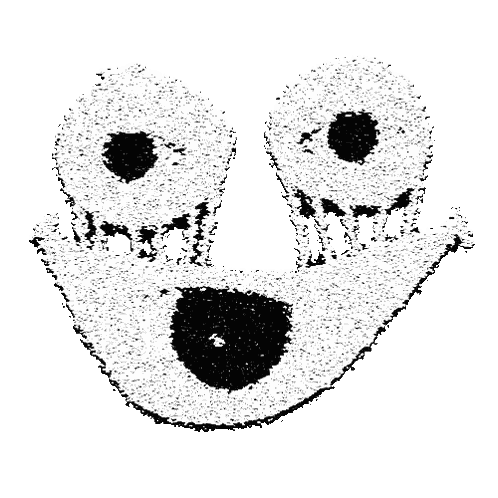 A Black And White Drawing Of A Smiley Face With A Hole In The Middle Sticker