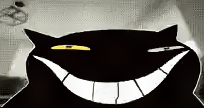 A Black And White Drawing Of A Smiling Cat GIF