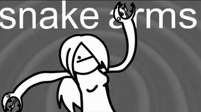 A Black And White Drawing Of A Snake With The Words Snake Arms Below It GIF
