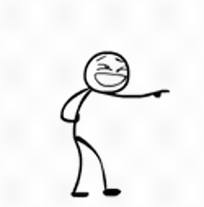 A Black And White Drawing Of A Stick Figure Laughing And Pointing . GIF