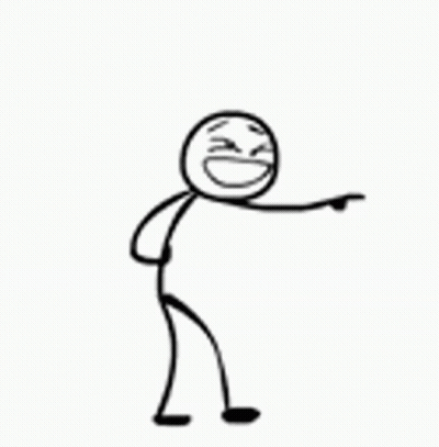 A Black And White Drawing Of A Stick Figure Laughing And Pointing . GIF