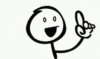 A Black And White Drawing Of A Stick Figure With A Face And A Hand Pointing Up . GIF