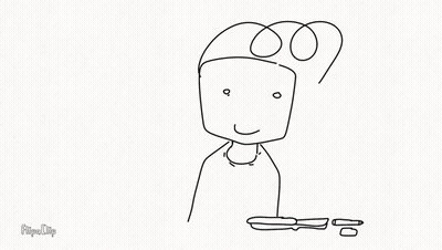 A Black And White Drawing Of A Stick Figure With A Smiley Face GIF