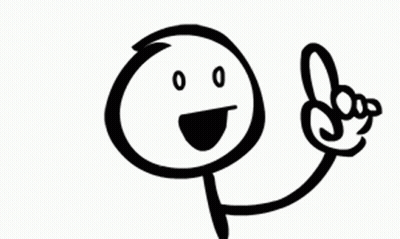 A Black And White Drawing Of A Stick Figure With A Smiley Face And A Finger Pointing Up . GIF