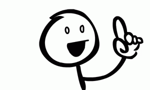 A Black And White Drawing Of A Stick Figure With A Smiley Face And A Finger Pointing Up . GIF