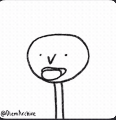 A Black And White Drawing Of A Stick Figure With A Tongue Sticking Out .. GIF