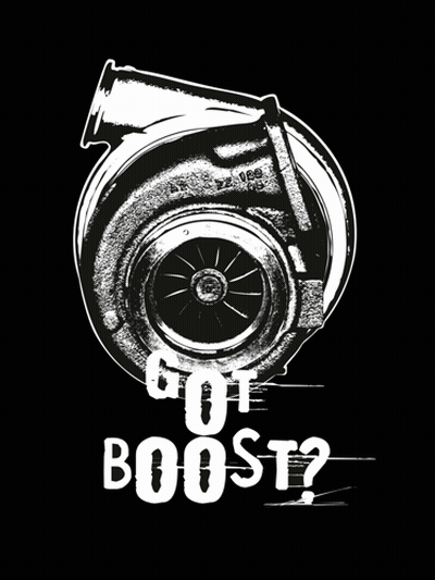 A Black And White Drawing Of A Turbo And The Words Got Boost GIF