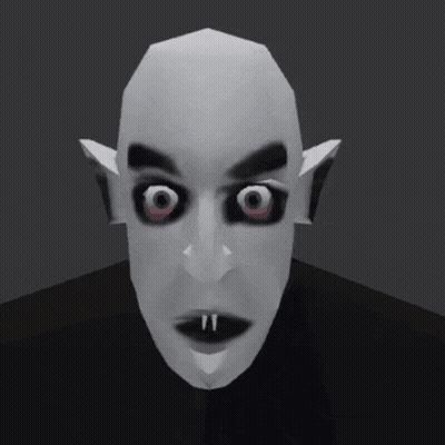 A Black And White Drawing Of A Vampire With Fangs GIF