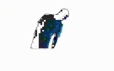 A Black And White Drawing Of A Whale 'S Tail With A Blue And Purple Pattern GIF