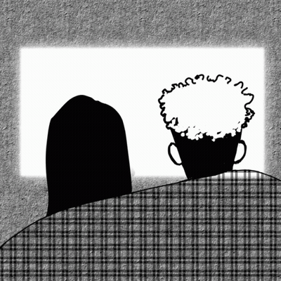 A Black And White Drawing Of A Woman And A Man GIF