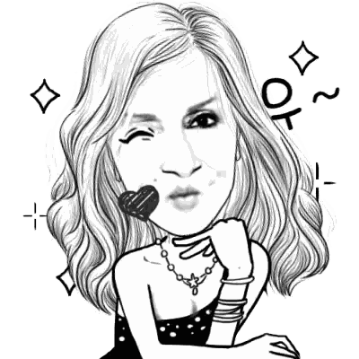 A Black And White Drawing Of A Woman Blowing A Kiss With The Word Ok Below Her Sticker