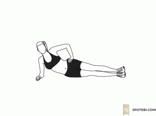 A Black And White Drawing Of A Woman Doing A Side Plank Exercise GIF