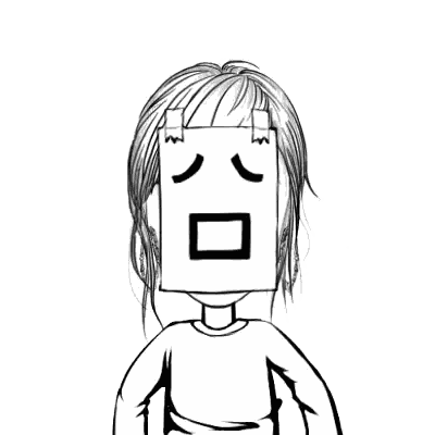 A Black And White Drawing Of A Woman Holding A Piece Of Paper Over Her Head . Sticker