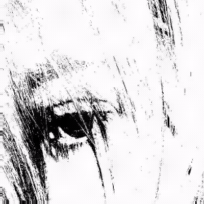 A Black And White Drawing Of A Woman 'S Eye With A Tear Coming Out Of It . GIF