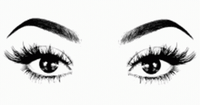 A Black And White Drawing Of A Woman 'S Eyes And Eyebrows . GIF