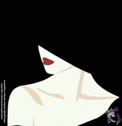 A Black And White Drawing Of A Woman 'S Face With Red Lips GIF