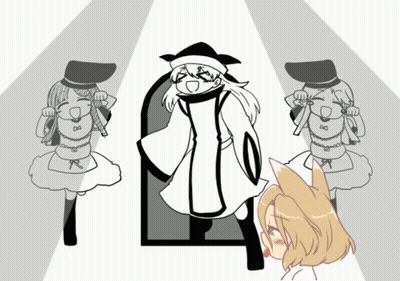 A Black And White Drawing Of A Woman With A Fox Ear GIF
