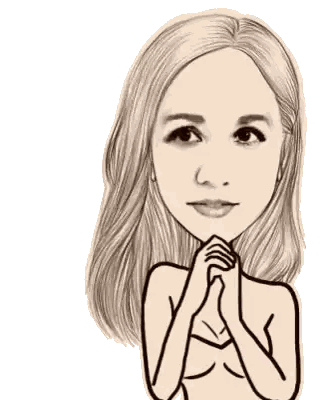 A Black And White Drawing Of A Woman With Her Hands Folded In Front Of Her Face Sticker
